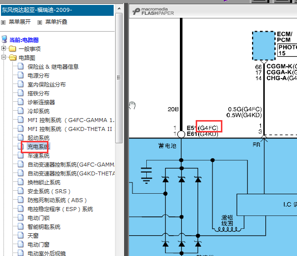 09年起亚福瑞迪充电电路图