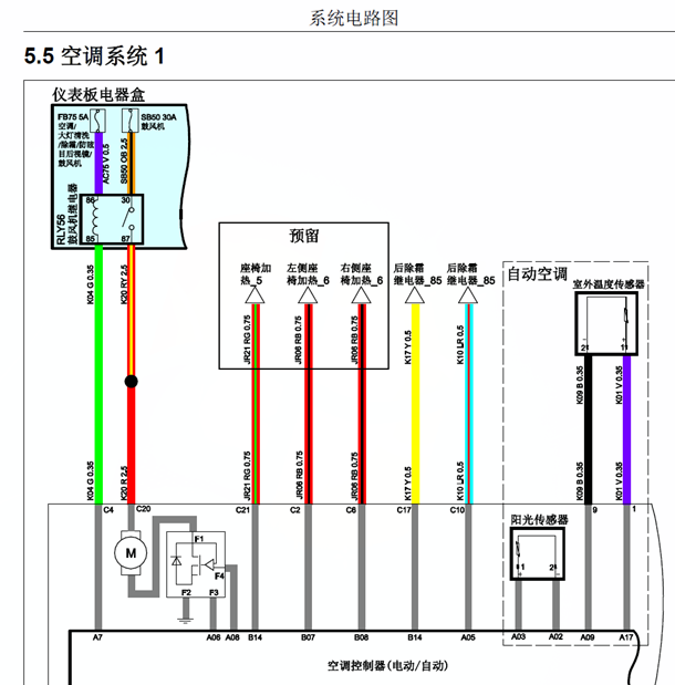 16年众泰T600空调线路图