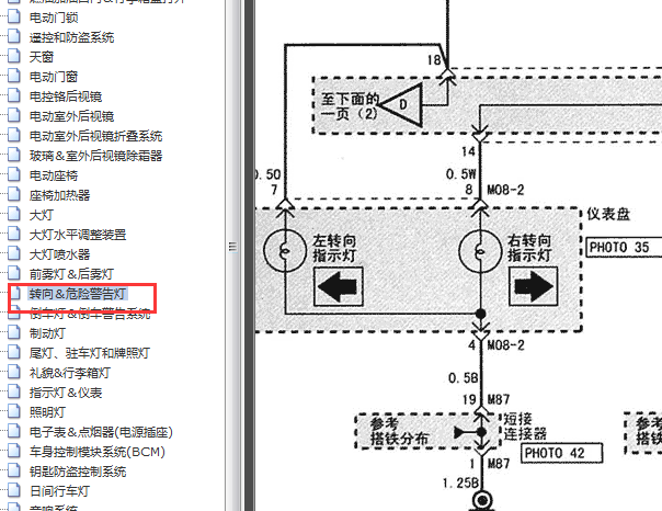 2005年现代御翔转向灯电路图
