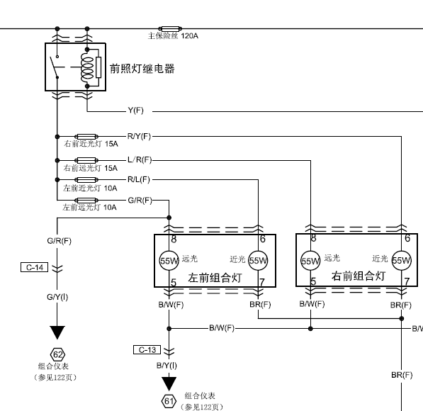11年奔腾B50大灯线路图