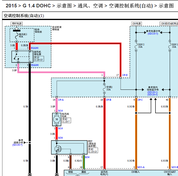 15年起亚K2空调电路图