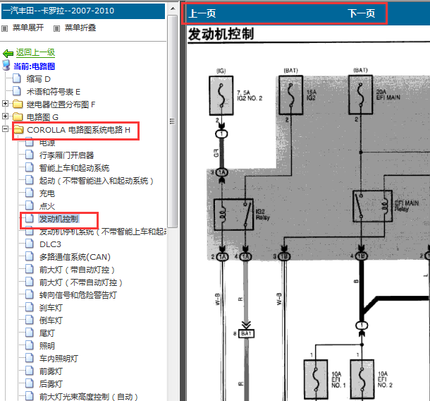 2007-2012年丰田卡罗拉发动机电路图