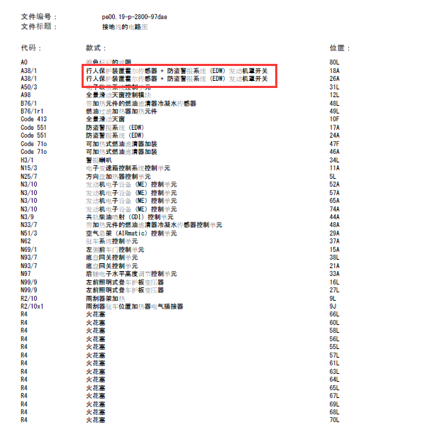 12年奔驰E300L机盖锁线路图