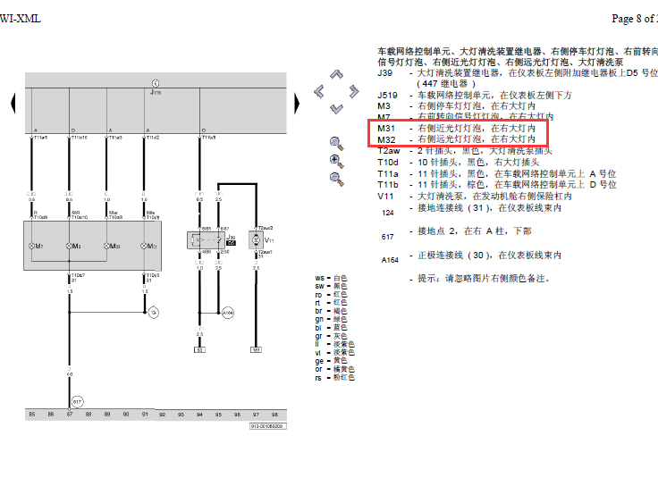 09年斯柯达明锐右大灯电路图