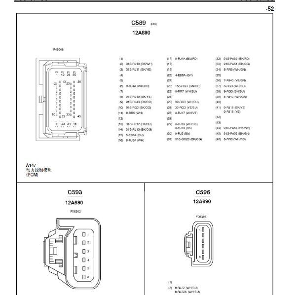 09年前福特福克斯 发动机针脚图