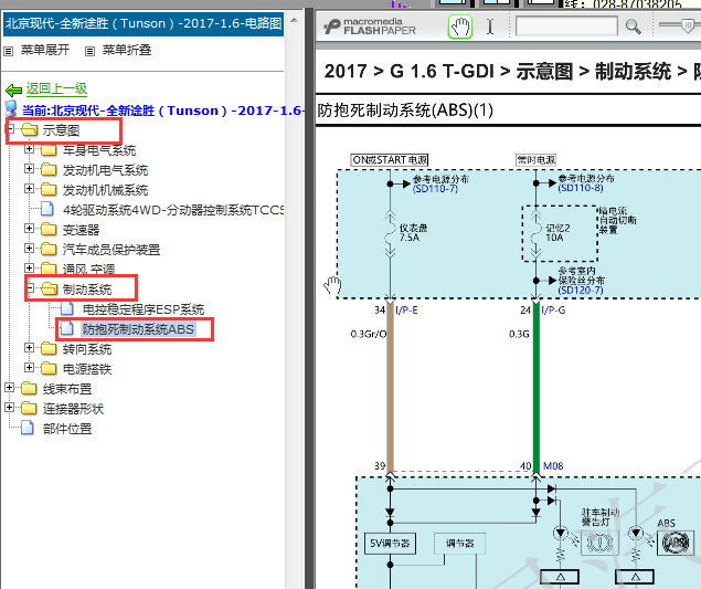 2017年现代途胜ABS电路图