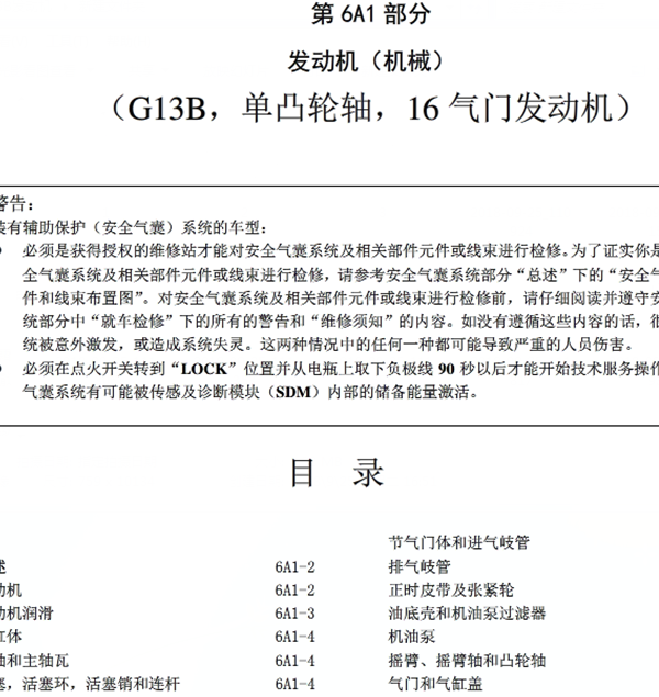 铃木羚羊G13B发动机维修手册