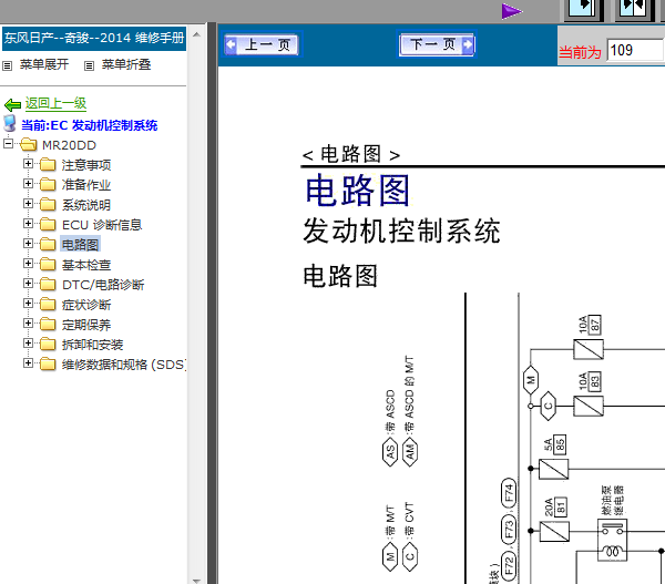 14年日产奇骏发动机电路图