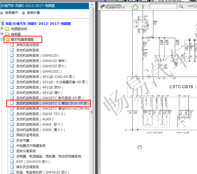 2012-2017年长城风骏5发动机电路图