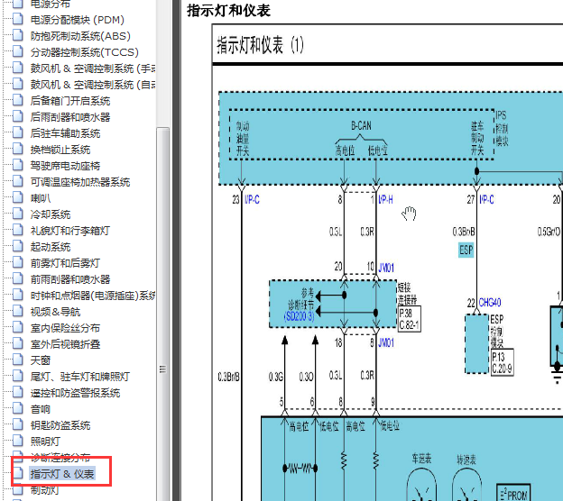 2010年现代IX35仪表电路图