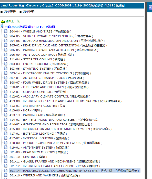 08年路虎发现3门锁电路图