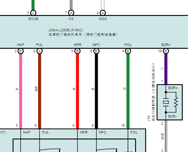 2015年丰田埃尔法电动滑门电路图