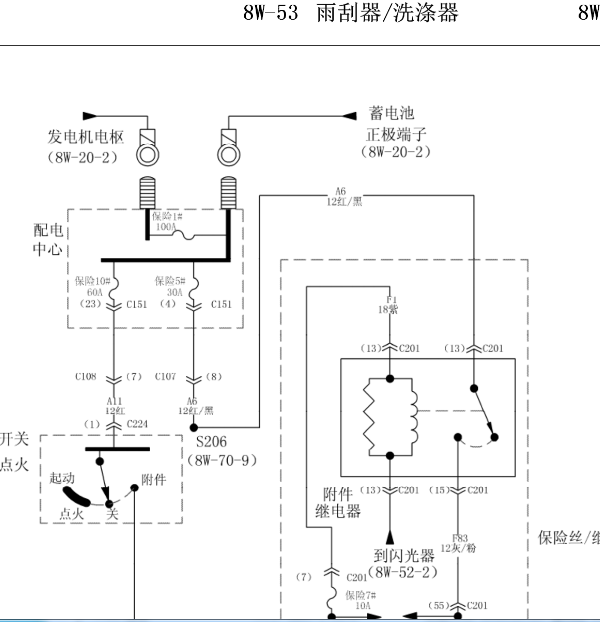北汽勇士雨刮电路图