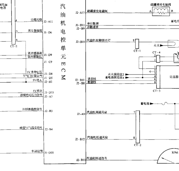福田BJ491EQ发动机冷却风扇线路图