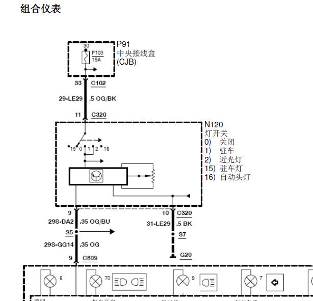 08-10年福特福克斯仪表电路图