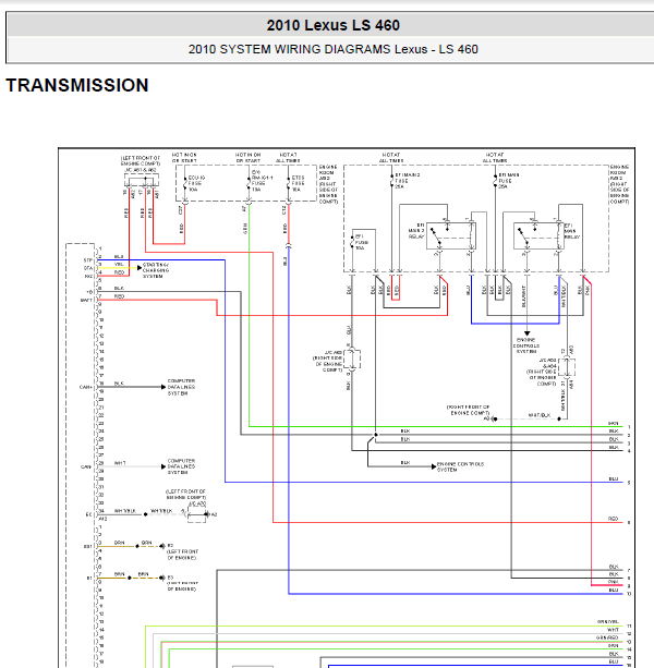 16年雷克萨斯LS460变速箱线路图