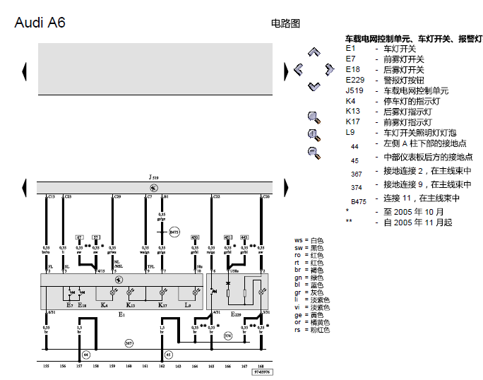 06年一汽奥迪A6基本装备线路图