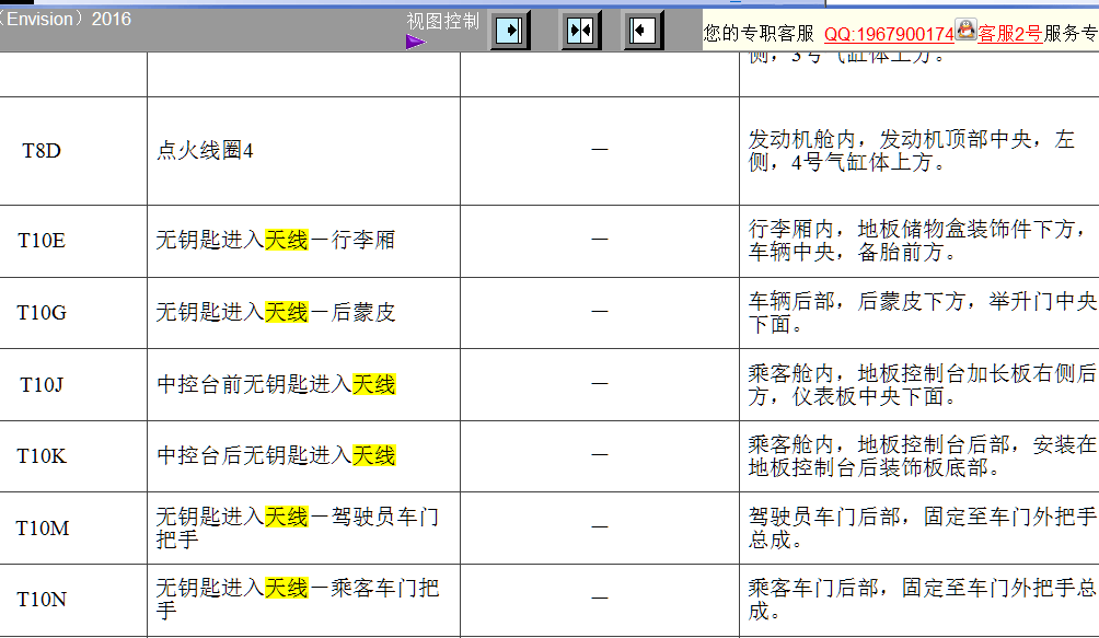 16年昴科威无钥匙进入天线位置说明