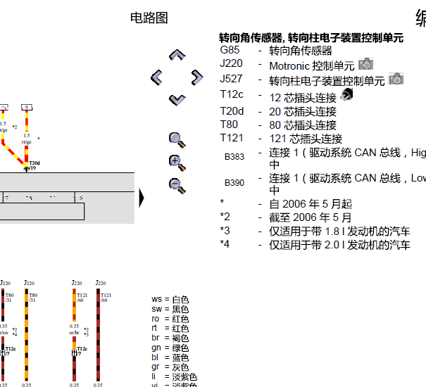 2008年大众途安转向柱电路图