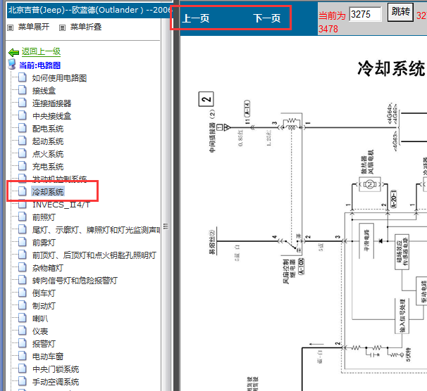 2006年北京吉普欧蓝德冷却系统电路图