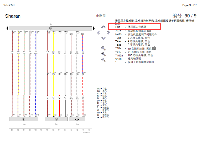 17年大众夏朗增压压力传感器线路图
