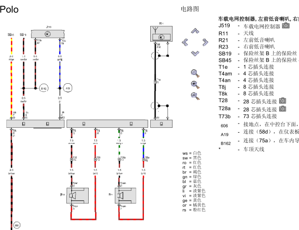 2010年大众POLO喇叭电路图