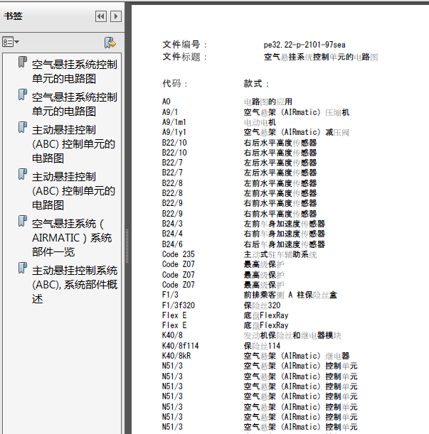 14年奔驰S400悬架系统线路图