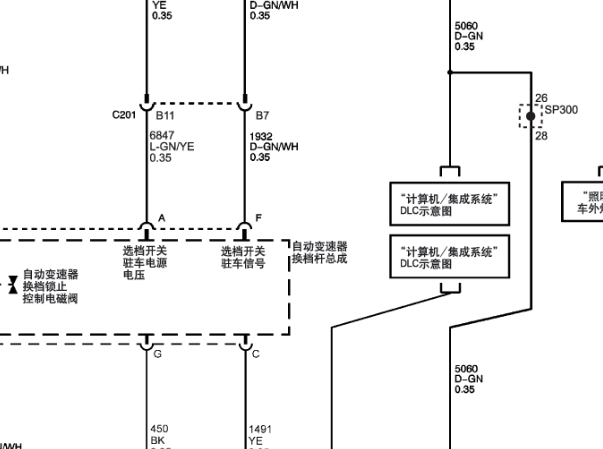 2010年凯迪拉克赛威换挡电路图