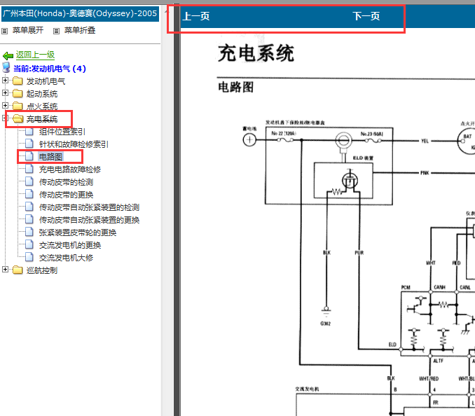 2005年本田奥德赛发电机电路图