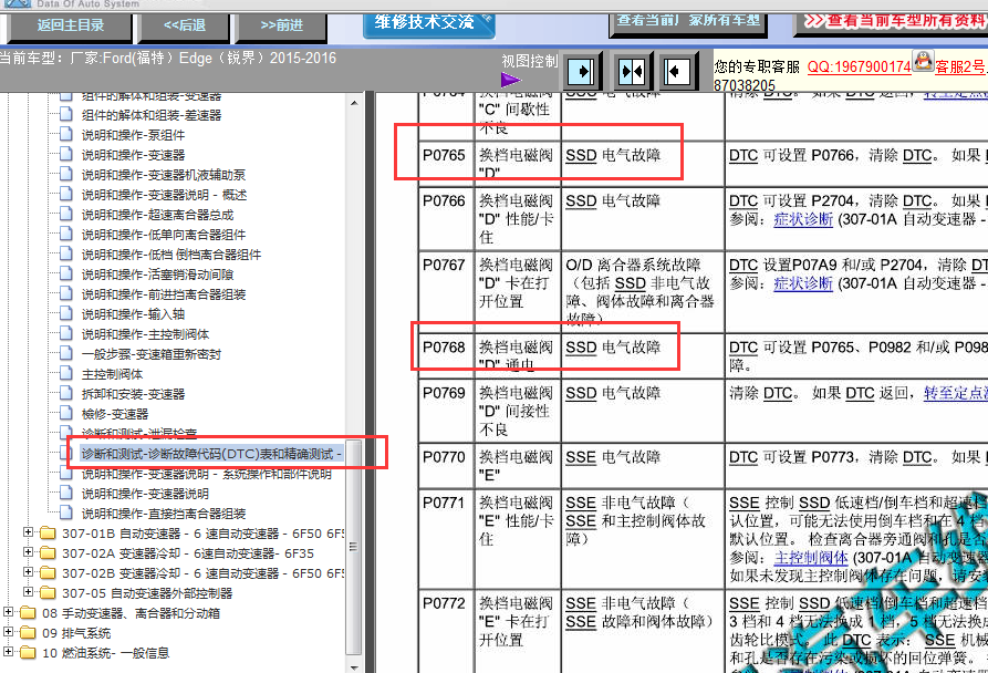15年福特锐界变速箱故障码