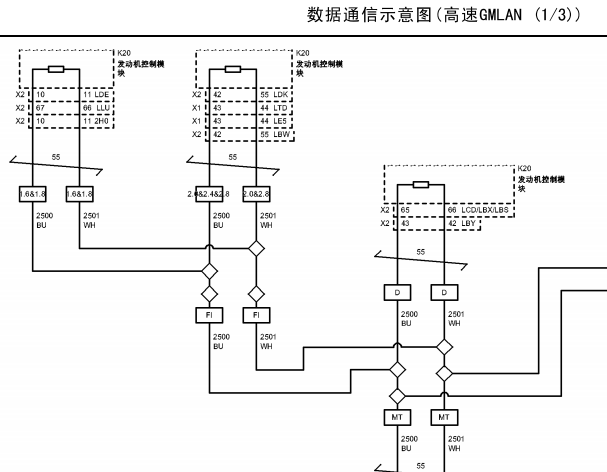 2009年别克君威CAN线电路图