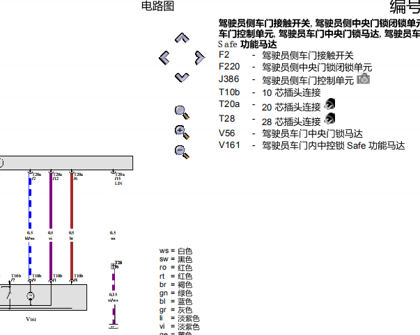 2009年大众途安门锁电路图