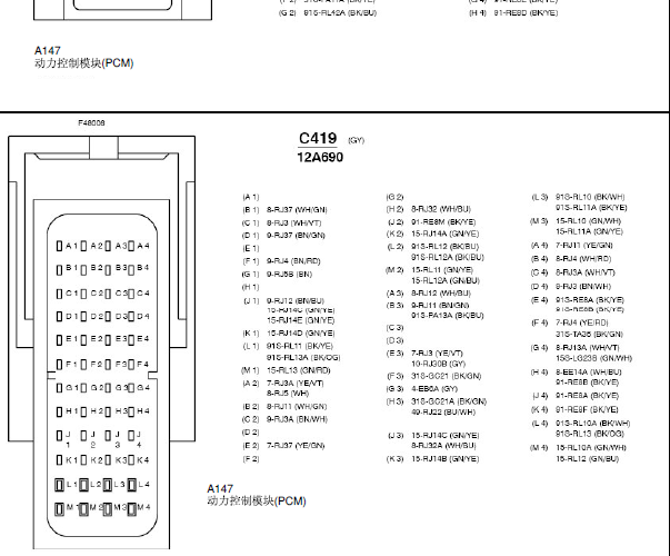 22009年福特福克斯发动机针脚资料