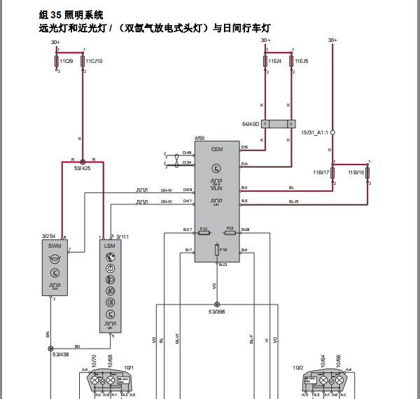 2014年沃尔沃XC90灯光电路图