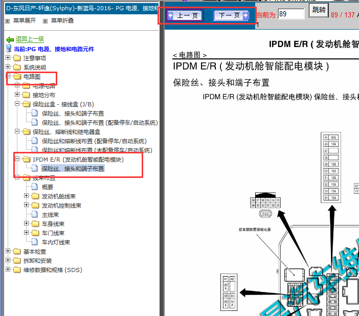 2016年日产轩逸发动机舱保险丝分配图