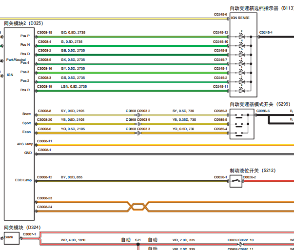 2009年荣威750变速箱电路图