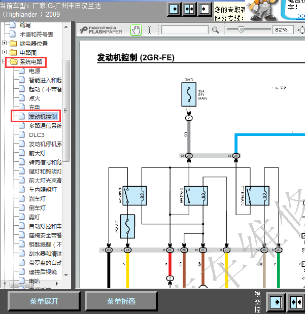 09年丰田汉兰达2GR发动机线路图