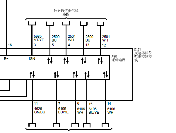 2018年别克君越变速箱电路图