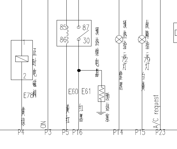 中兴CYQD80D-E3 发动机预热塞电路图