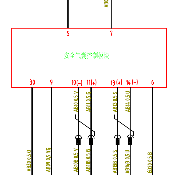 13年长安CX20气囊系统线路图