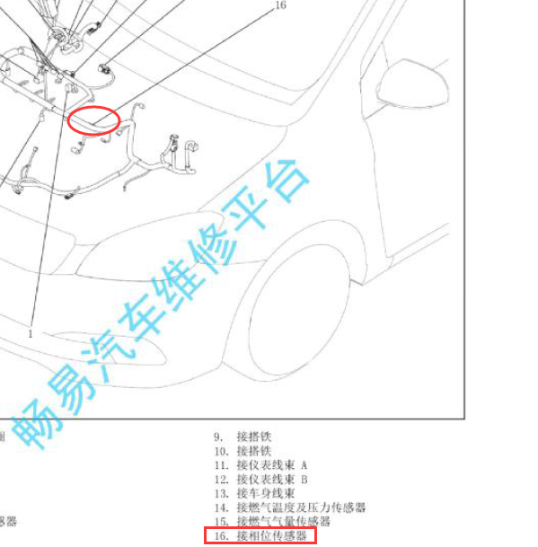 12年长城曲轴位置传感器模块位置