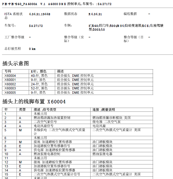 03年宝马530i发动机针脚