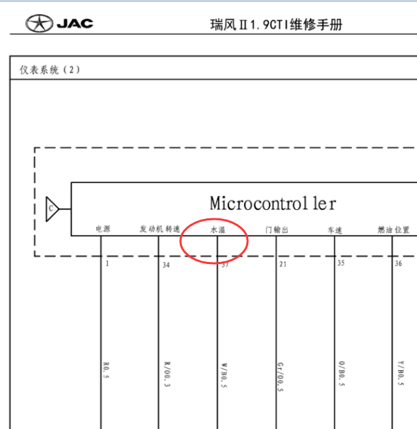 15年江淮瑞风柴油水温表电路图