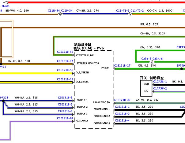 2017年捷豹XF发动机电路图
