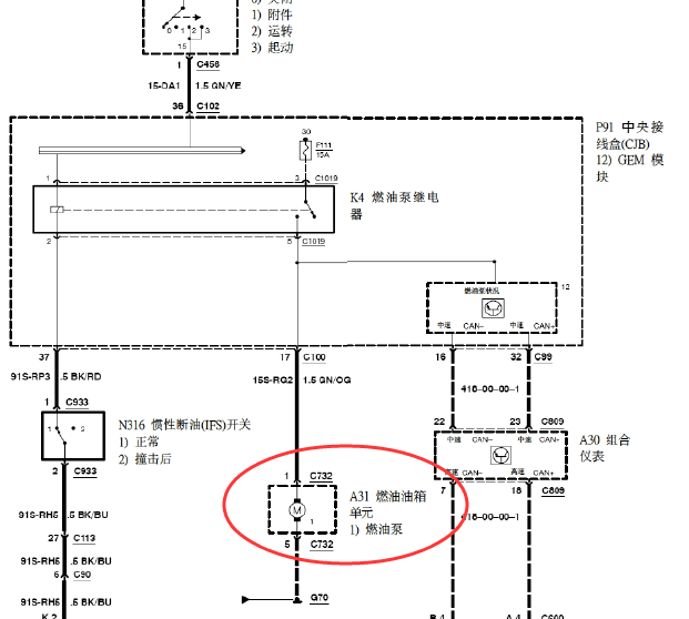 福克斯 1.8发动机 油泵电路图