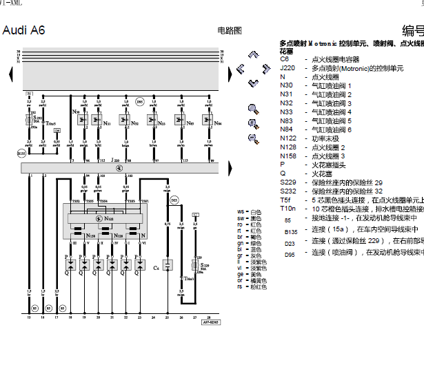 2000年奥迪A6发动机电路图