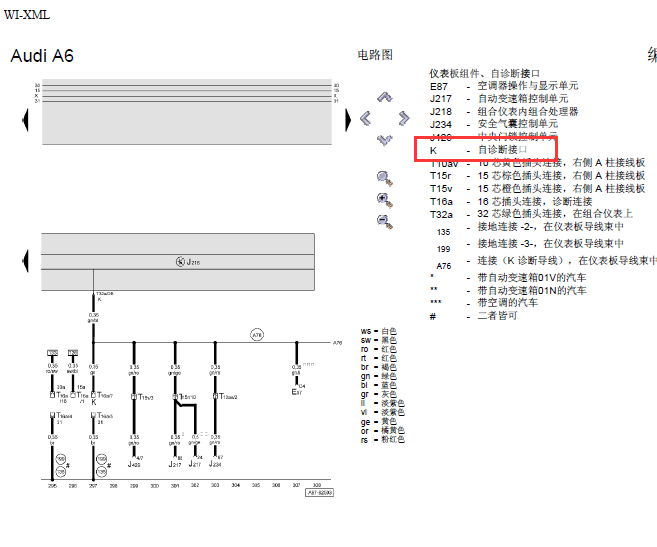 2000年奥迪A6诊断电路图
