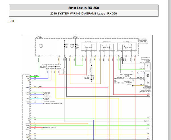2010年雷克萨斯S350发动机电路图