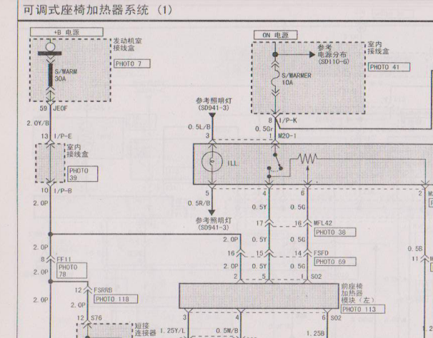 2006年起亚欧菲莱斯座椅加热电路图