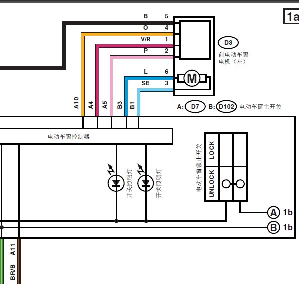 15年斯巴鲁傲虎车窗升降线路图